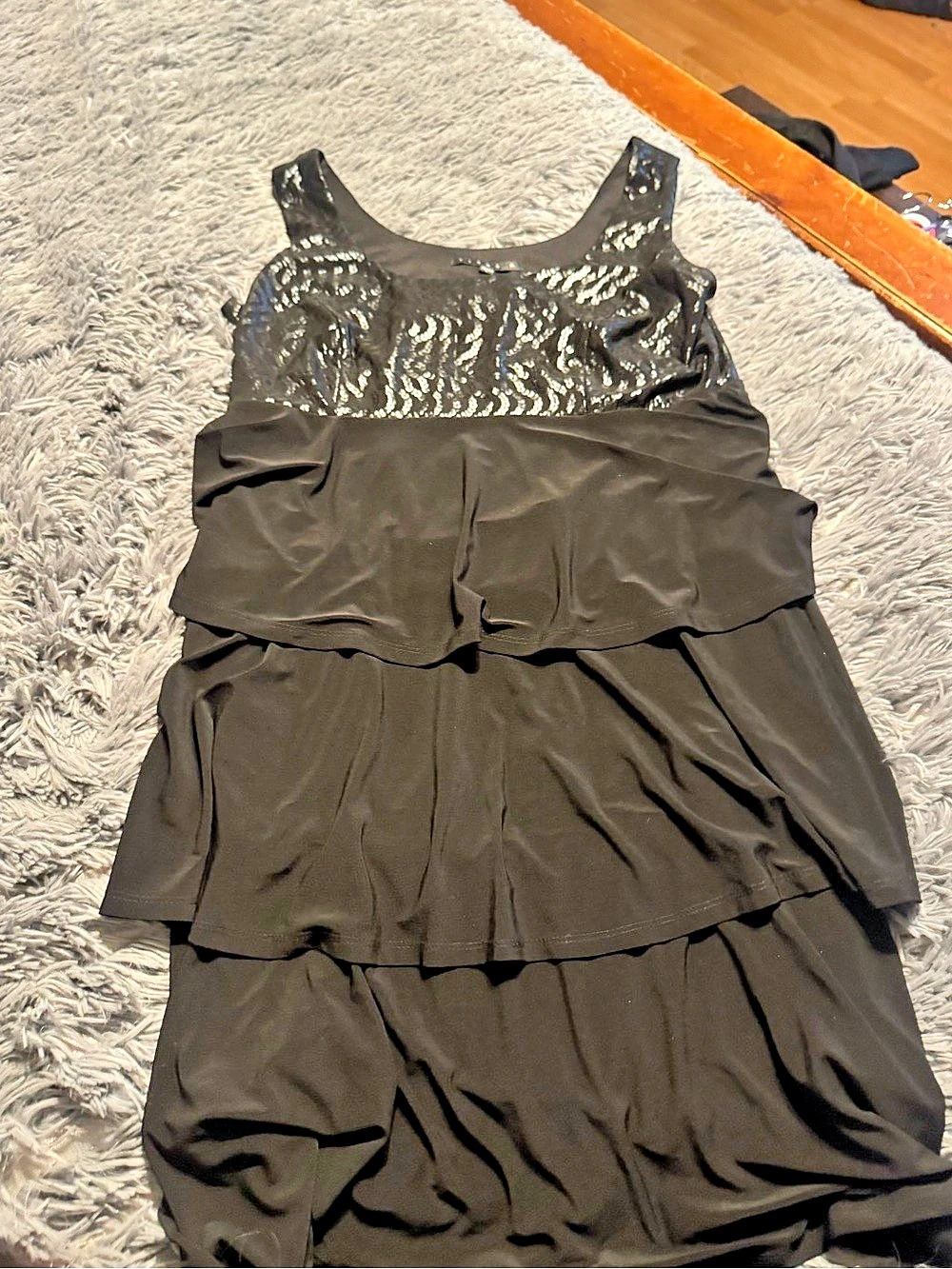 TIANAB. Black Sequin Mini Dress Size Large